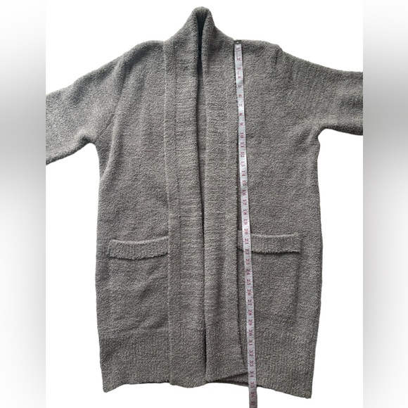 Barefoot Dreams Cali Cozychic Knit Open Front Long Cardigan Gray Size Medium - Picture 14 of 16